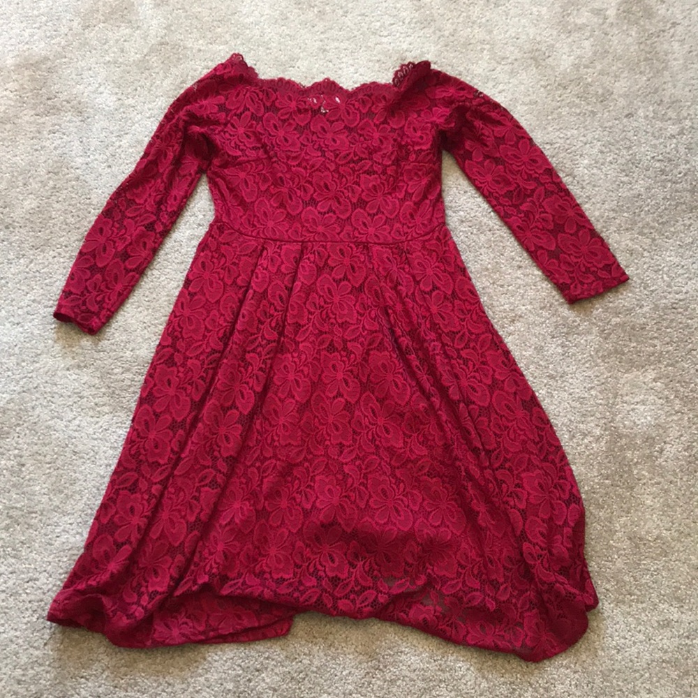 Red Lace Off the Shoulder Dress